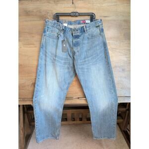 G-Star Raw Jeans Mens 38x34 Blue Denim Flat Front Dakota Regular Straight Leg